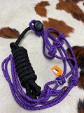Qty (2) Unused Horse Purple Rope Halter w. Lead (Black)