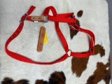 Qty (1) Unused Nylon w. Leather Strap Break-Away Horse Halter (Red)