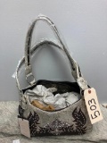 Unused P & G Ladies Silver and Chocolate Brown Cross and Crystals Purse