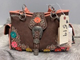 Unused Montana West Brown and Peach Floral Carry and Conceal Purse