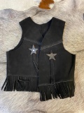 Unused Child's Large Black Suede Vest and Chaps Set