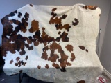 Argentinean XL Brown and White Hair-on Cow Hide Rug (~46 sq. ft)