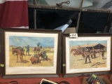 TWO VINTAGE WESTERN SCENE PICTURES