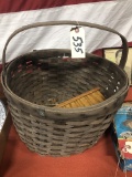LARGE WOVEN BASKET W/CONTENTS DAMAGED