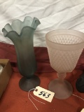 PR OF FROSTED GLASS VASES