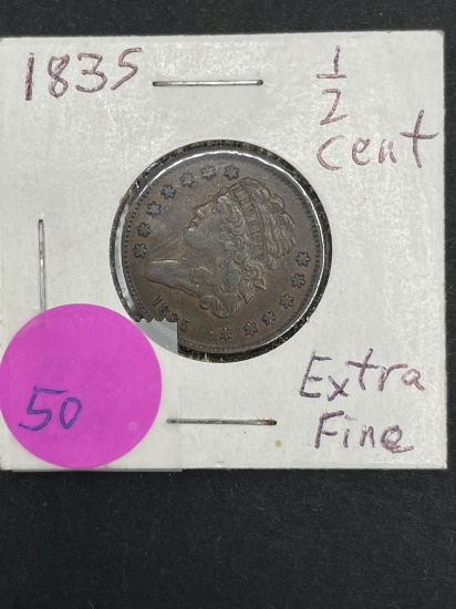 1826 Half Cent, EX, F Rare