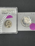 1957 Proof 65 Jefferson Nickel, Grade by ANACS, 1969 S Proof Kennedy Half S