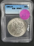 1901 O Morgan Dollar MS63, ICG Grade