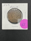 1849 Large Cent, F