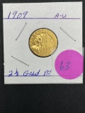1909 2 1/2 Indian Head Gold Piece, AU