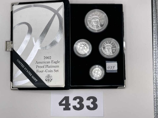 2002 W Proof Platinum Coin Set 1oz. One Hundred, 1/2 oz. Fifty Dollar, 1/4