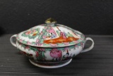 Japanese Hand Painted Porcelain Bowl with Lid