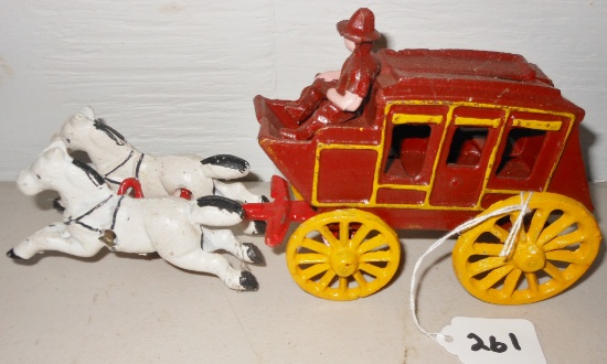 Cast iron 2 horse stagecoach