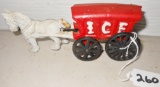 Cast iron 1 horse Ice delivery wagon