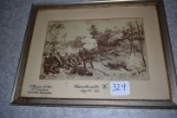 Print of drawing of the 2nd Brigade, 2nd Division, 12th Corps in action at the Battle of Chancellors