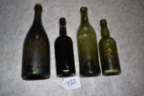 4 Glass Bottles dug from Union Camp on Folly Beach, SC