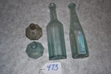 4 Glass Bottles/Glass Objects dug from Union Camp on Folly Beach, SC