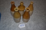 5 Glass Bottles dug from Union Camp on Folly Beach, SC