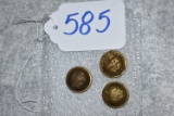 Three (3) uniform buttons, State of New York, large