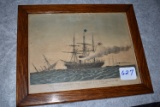 Color print of the battle between the U.S.S. Kearsarge and the C.S.S. Alabama