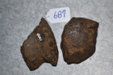 Two mortar shell fragments from Ft. Henry, possibly naval mortars