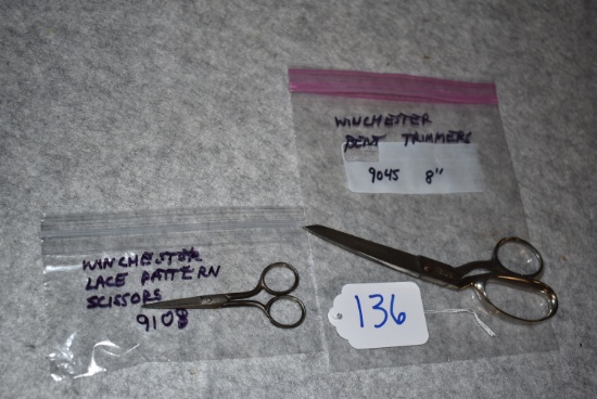 Pair of Winchester Scissors – No. 9045 8” Bent Trimmers & No. 9108 Lace Pattern Scissors