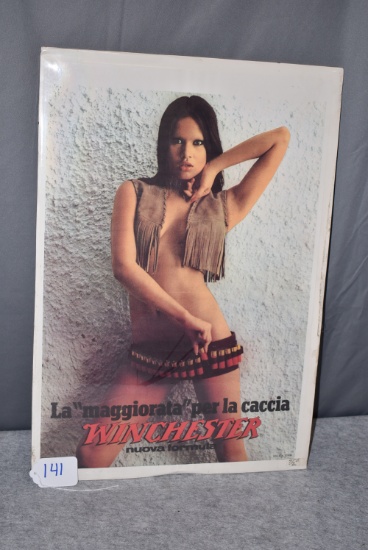 Winchester – 24” Tall x 17” Wide Promotional Poster w/Woman Model – w/“La “maggiorata” per la caccia