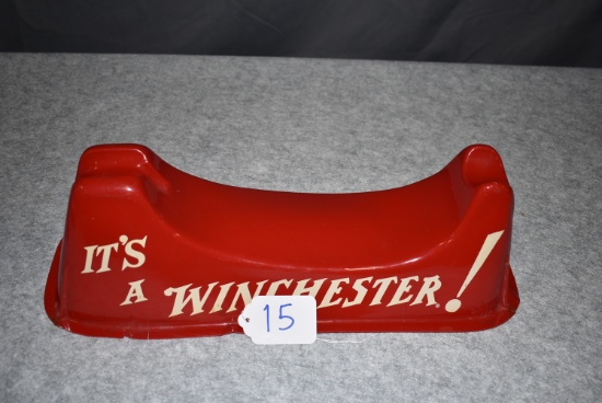 “It’s A Winchester!” Red Plastic Countertop Gun Display – 18” Long, 6½” Wide, 5½” High