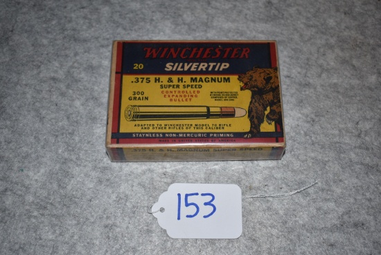 Winchester – Silvertip .375 H&H Magnum Super Speed Cal. 300 Grain 20ct. Box of Ammo – w/Grizzly Bear