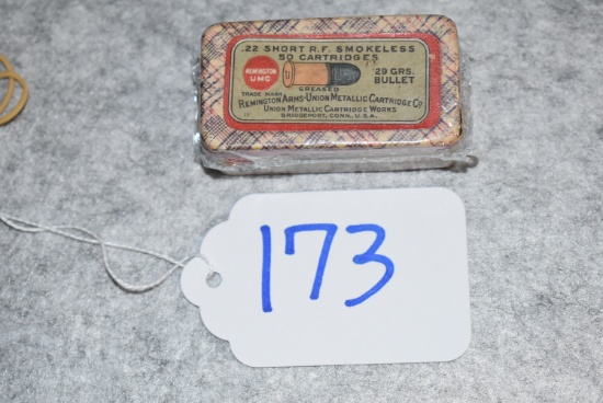 Remington/UMC – 22 Short R.F. Cal. Smokeless 29 Grs. Cartridges 50ct. 2pc. Sealed Box of Ammo – w/Re