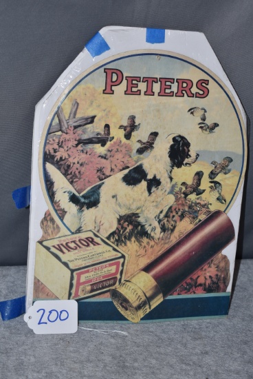 Peters – 14 ½” Tall x 11” Wide Promotional Free Standing Cardboard Advertising w/Hunting Dog w/Quail