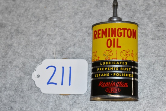 Remington/DuPont – 3 Fl. Oz. Can of Remington Oil – Yellow & Black Color w/Red Lettering – Appears F