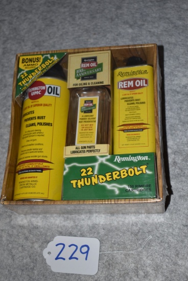 Remington 100th Anniversary Unopened Gift Pack Containing Remington Oil Aerosol Can, Glass Bottle of