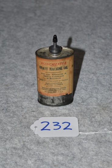 Winchester – 3 Fl. Oz. Heavy Machine Oil Can w/Paper Label – Appears Full