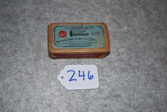 Remington/UMC – 38 Short R.F. Cal. 125 Grs. 50ct. 2pc. Box of Ammo – w/Blue & Red Label – Full & Cor