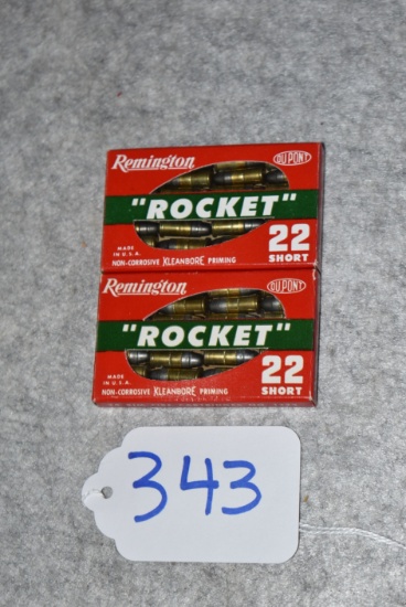 Two Boxes of Remington – “Rocket” 22 Short Cal. Ammo – Each Pocket Pack Contains 28 Rounds