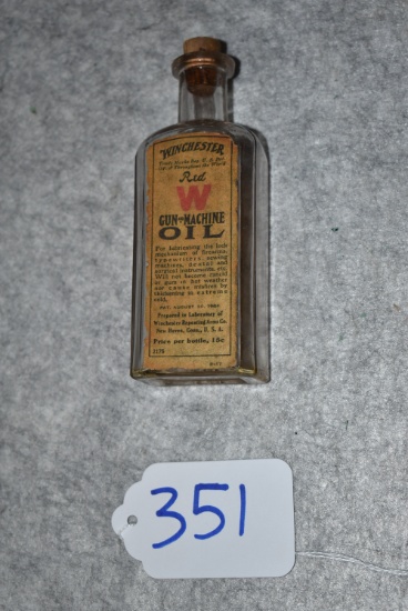 Winchester – No. 2176 Red “W” Empty Bottle of Gun and Machine Oil – Bottle Has Original Paper Label