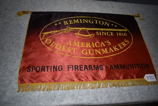 Remington – 29” Wide x 20” Tall Silk Promotional Flag w/Fringes – “America’s Oldest Gunmakers”
