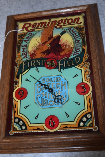 Remington Arms & Ammunition – “First in the Field” 13”x19” Battery Wall Clock – Features Pheasant –