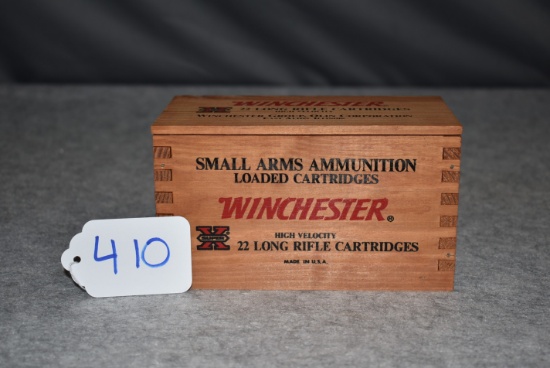 Winchester – Collectors Slide Groove Wooden Box of 500ct. 22LR High Velocity Cartridges – 10 Boxes o