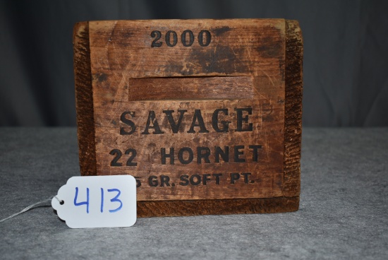 Savage – 22 Hornet 45Gr Soft Point 2000ct Wooden Ammo Crate – Labels on 4 Sides