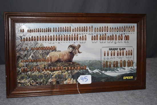 Speer – 15½”x27½” Bullet Board – Features Ram Picture & Grand Slam Bullets – Complete