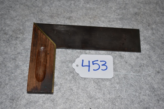 Winchester – No. 9718 Square w/Wooden Handle – 7 ½” Long x 5” – Handle & Shoulder are Brass Faced
