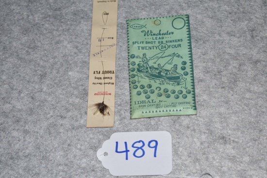 Winchester Fishing Lot – Includes Split Shot Packet & Closed Wing Trout Fly on Descriptive Card