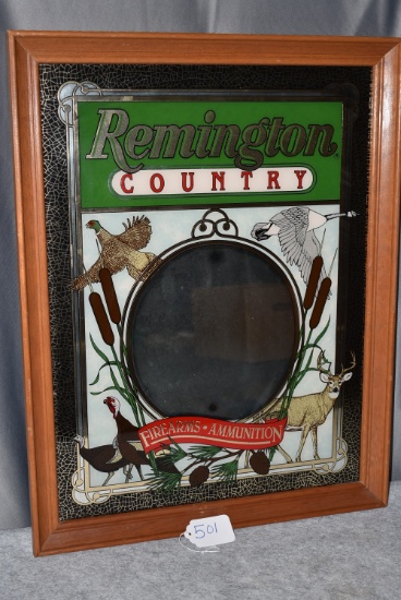 Remington Country – 20 ½” Wide x 26 ½” Tall Promotional Mirror – “Firearms-Ammunition” – Features De