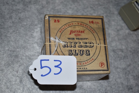 Peters High Velocity 16ga. Rifled Slug Shot Gun Shells – No. 160 R.S. – 2 9/16 – Red, White & Blue B