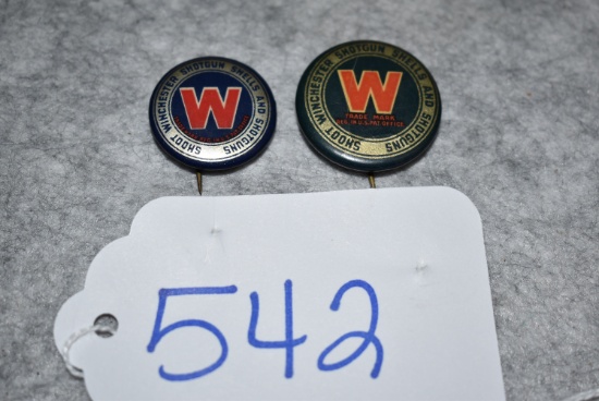 Pair of Winchester Pin Backs – “Shoot Winchester Shotgun Shells And Shotguns” – Both Faces are Ident