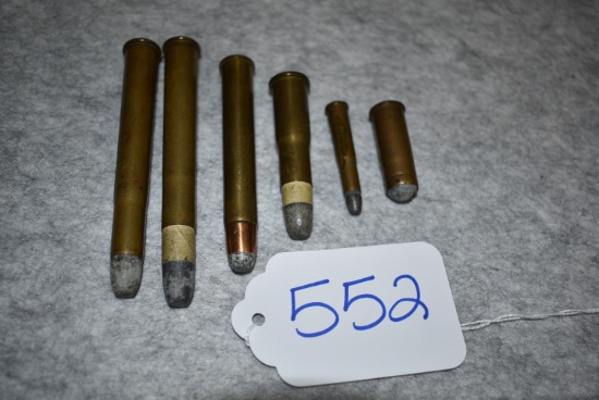 Grouping of 6 WRA Cartridges – 40-72 WCF, WRA 32 EX, WRA 40-85, WRA 44 GG, 22 WCF & WRA 40-50 Reg