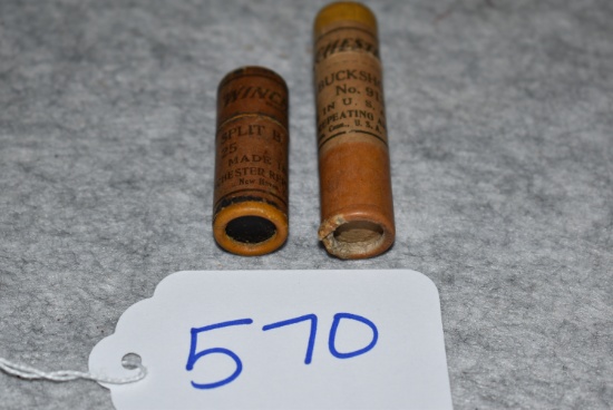 Pair of Winchester Split Buck Shot Tubes – 1st is No. 9135 – 2nd is No. 9134 – Both are Partially Fu