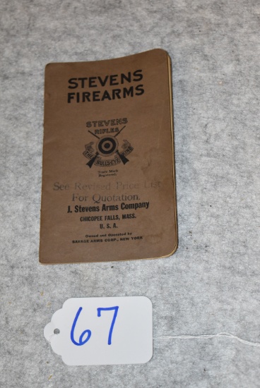 Stevens Firearms 3 ¾” x 6” Catalog – No Date Evident – Front Cover Reads “Stevens Firearms” w/“Steve